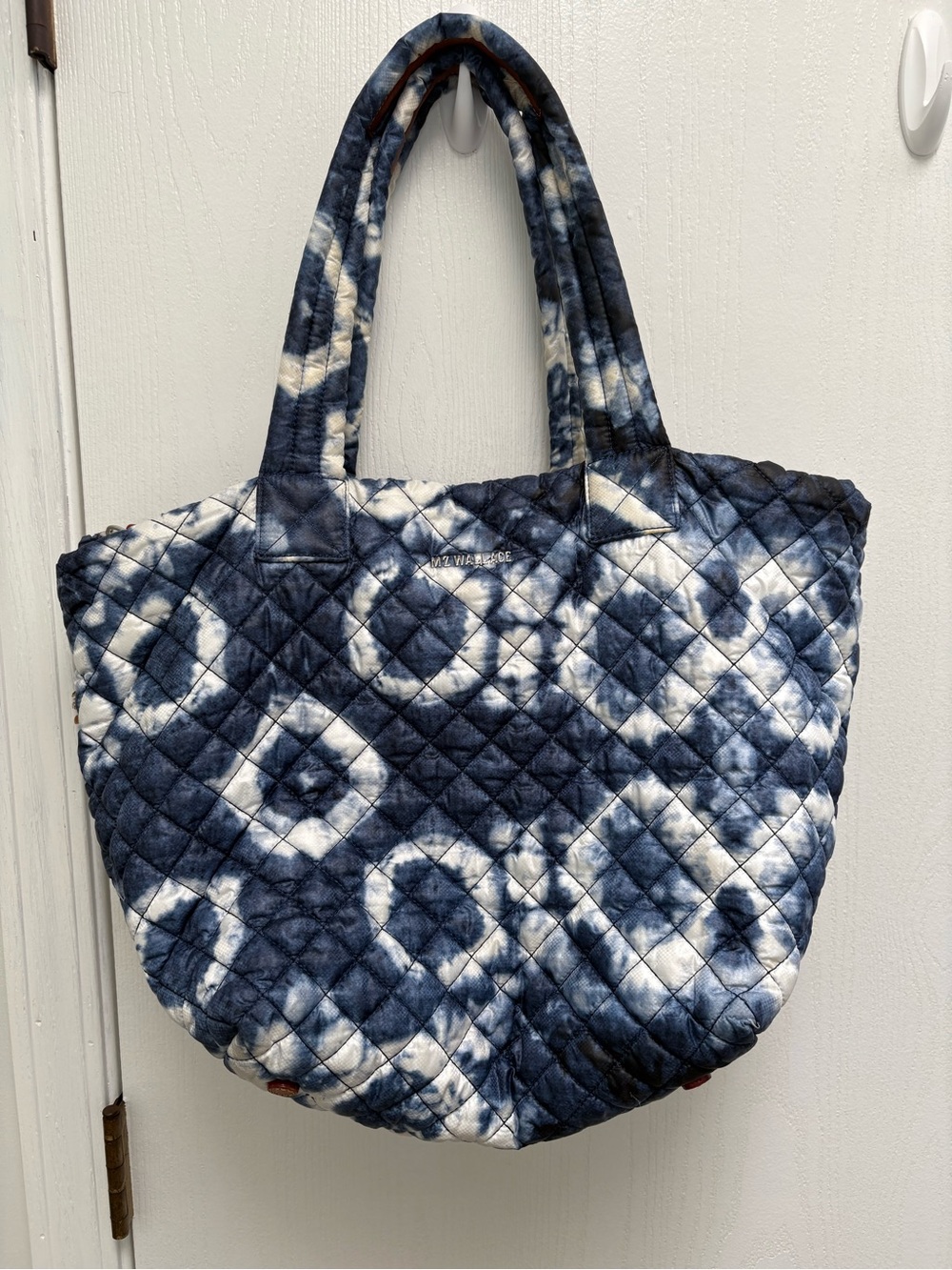 MZ Wallace Quilted Navy and White Tie-Dye Tote